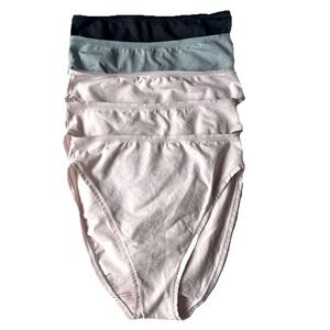 (5) NEW Natori Bliss Bare Cotton High Cut Brief Panties Underwear Medium